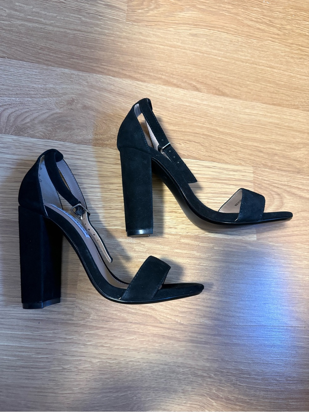 Steve Madden Black Suede Block Heel Sandals